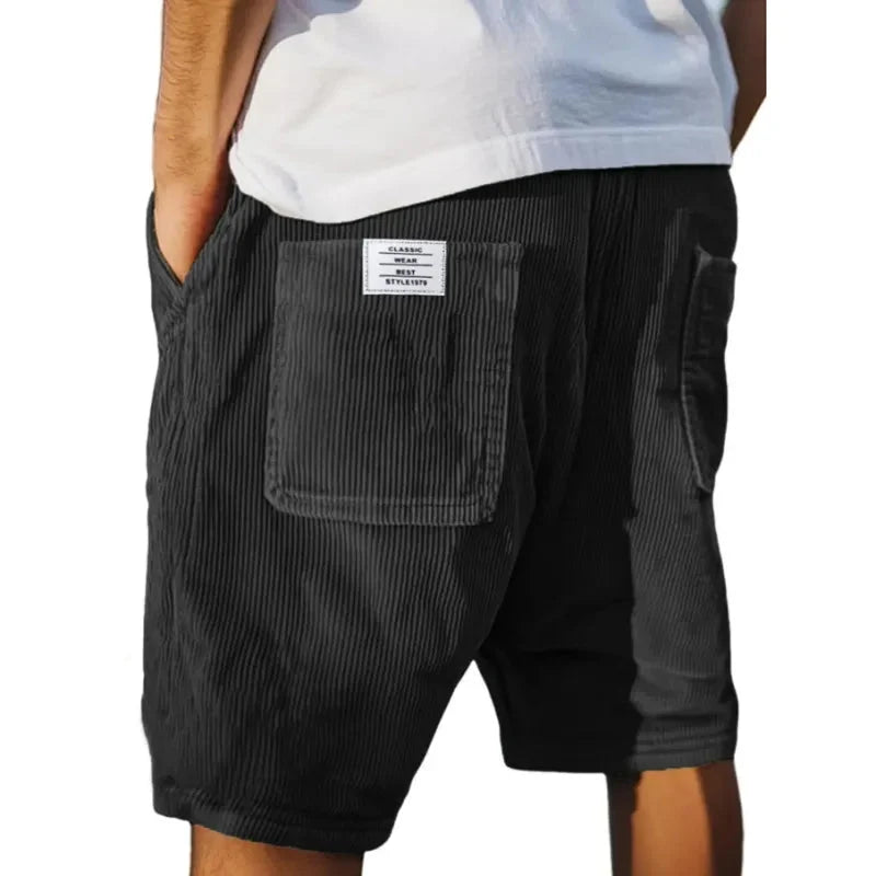 Spence - Pantaloncini di velluto a coste da uomo con elastico in vita e tasche casual