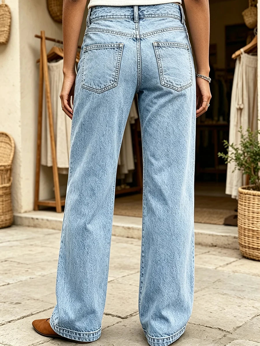 Evie - Pantaloni ampi in denim elasticizzato casual