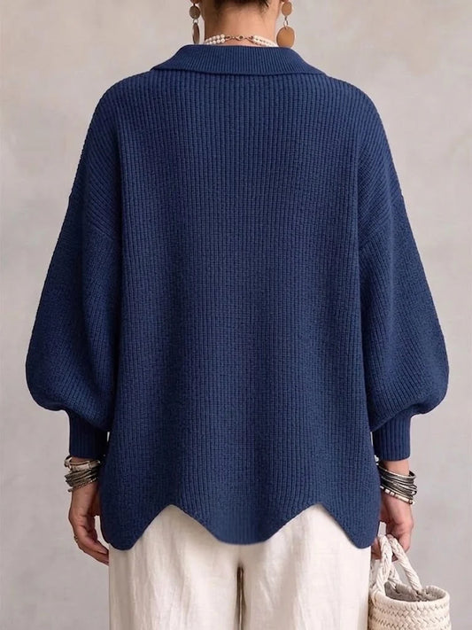 Orla - Cardigan in Maglia Oversize con Colletto e Grandi Bottoni Metallici
