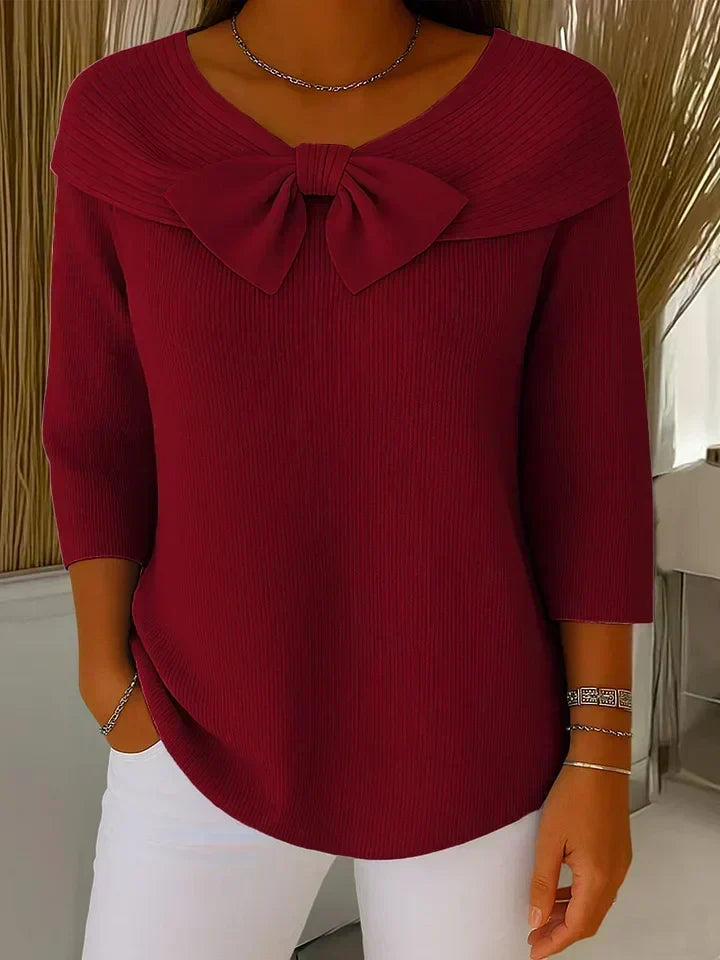 TIVELLA- MAGLIA CON FIOCCO E SCOLLO TONDO