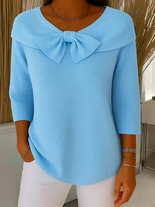 TIVELLA- MAGLIA CON FIOCCO E SCOLLO TONDO