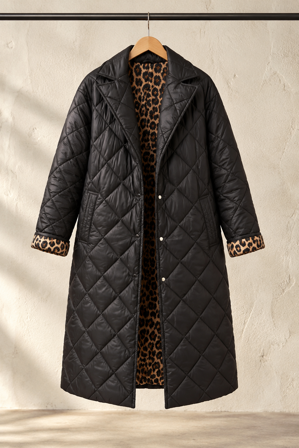 Cappotto lungo trapuntato reversibile