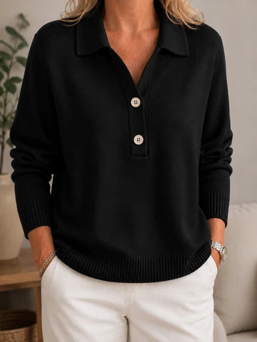 Maglione button-up con collo morbido