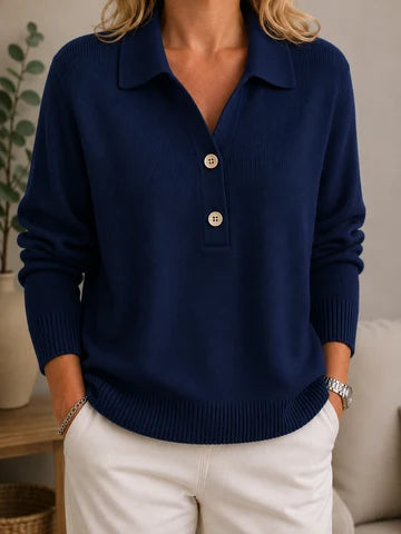 Maglione button-up con collo morbido