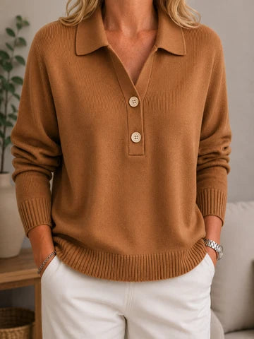 Maglione button-up con collo morbido