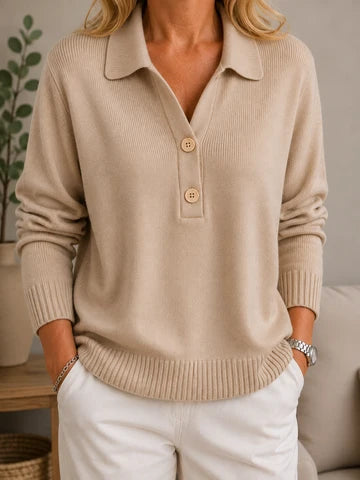 Maglione button-up con collo morbido