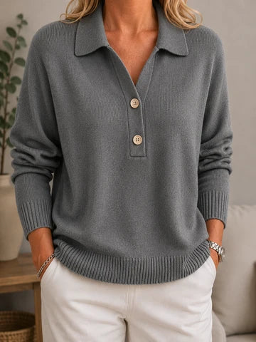 Maglione button-up con collo morbido