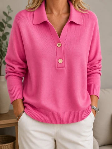 Maglione button-up con collo morbido