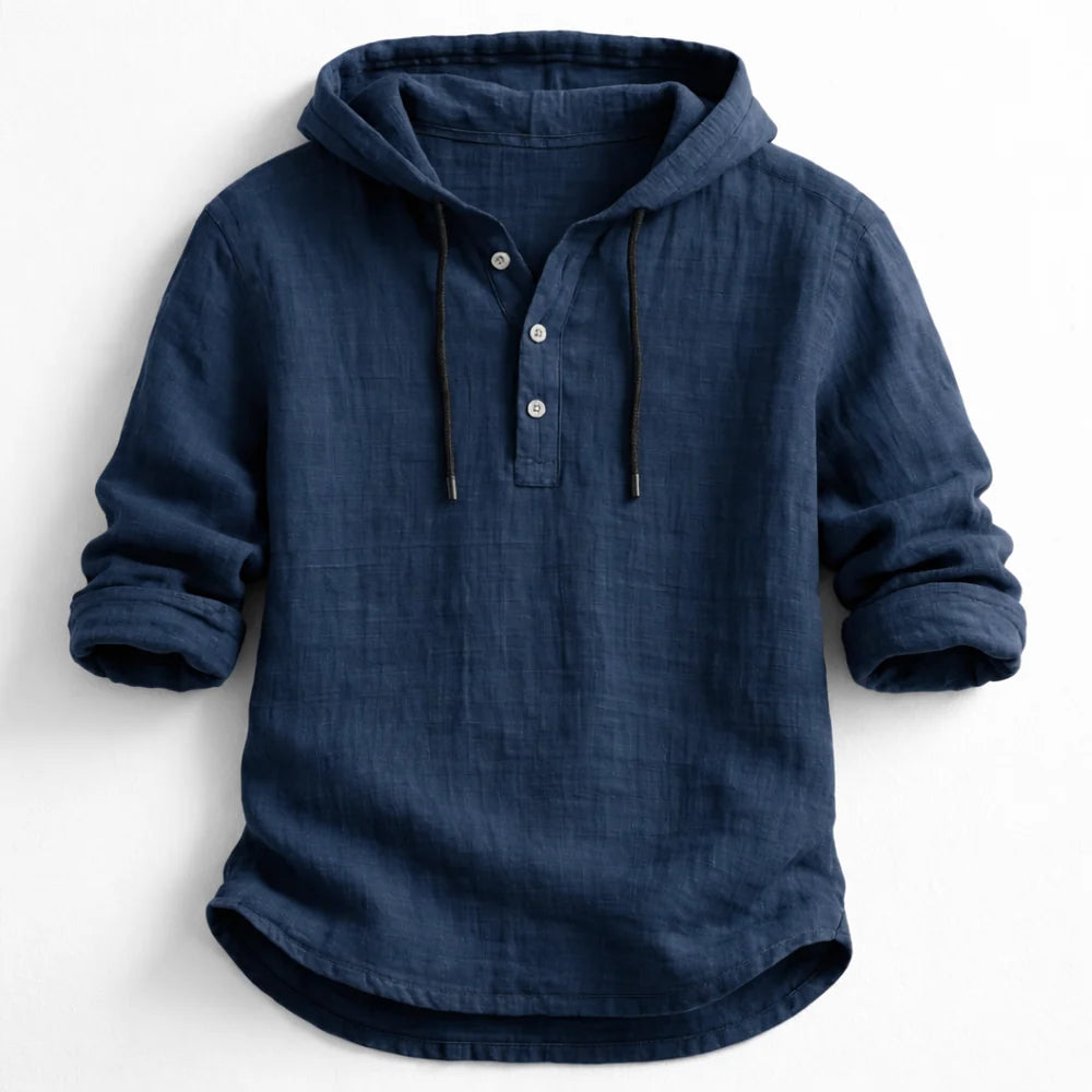 Charles – Camicia da uomo con cappuccio in lino – Casual e traspirante