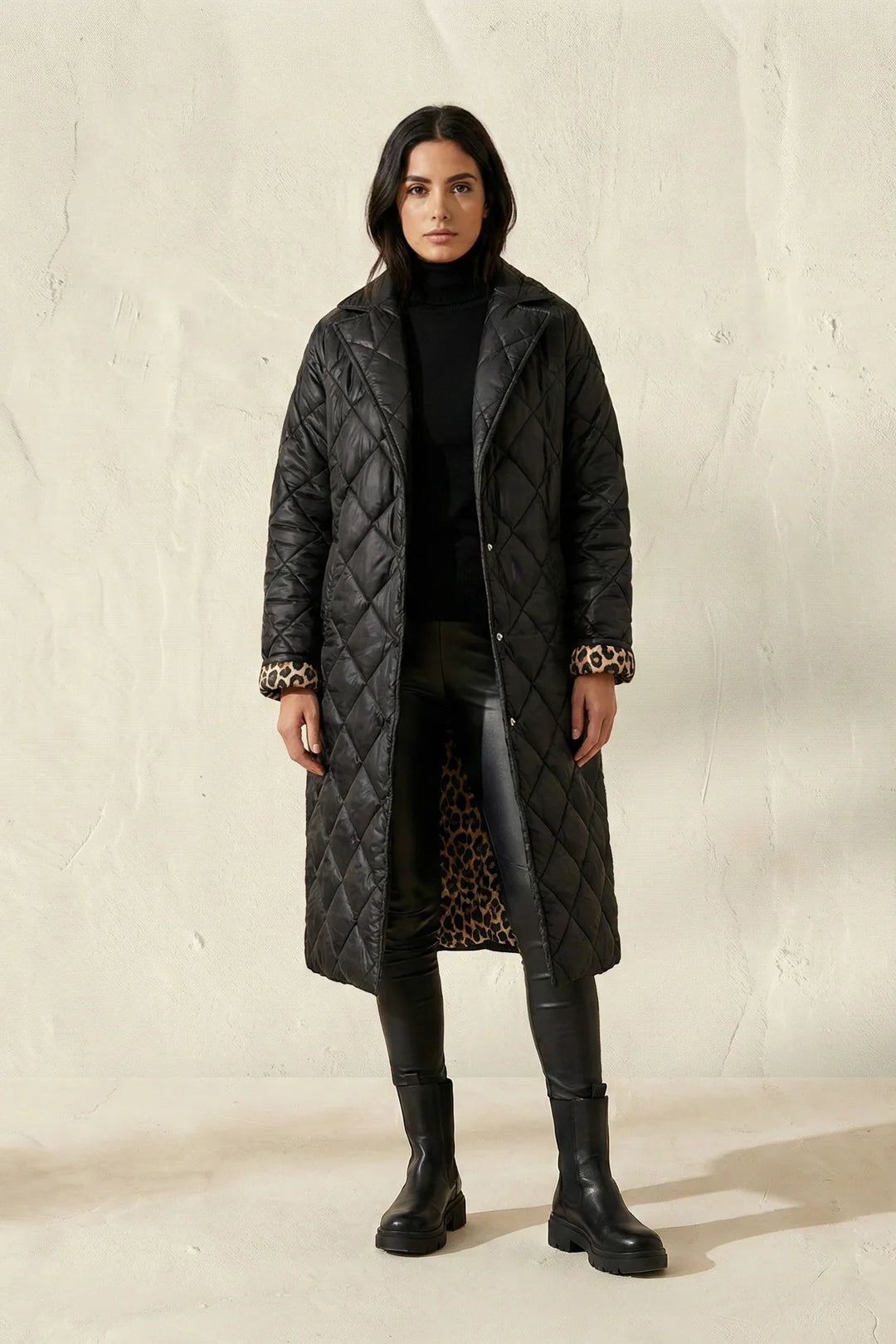 Cappotto lungo trapuntato reversibile