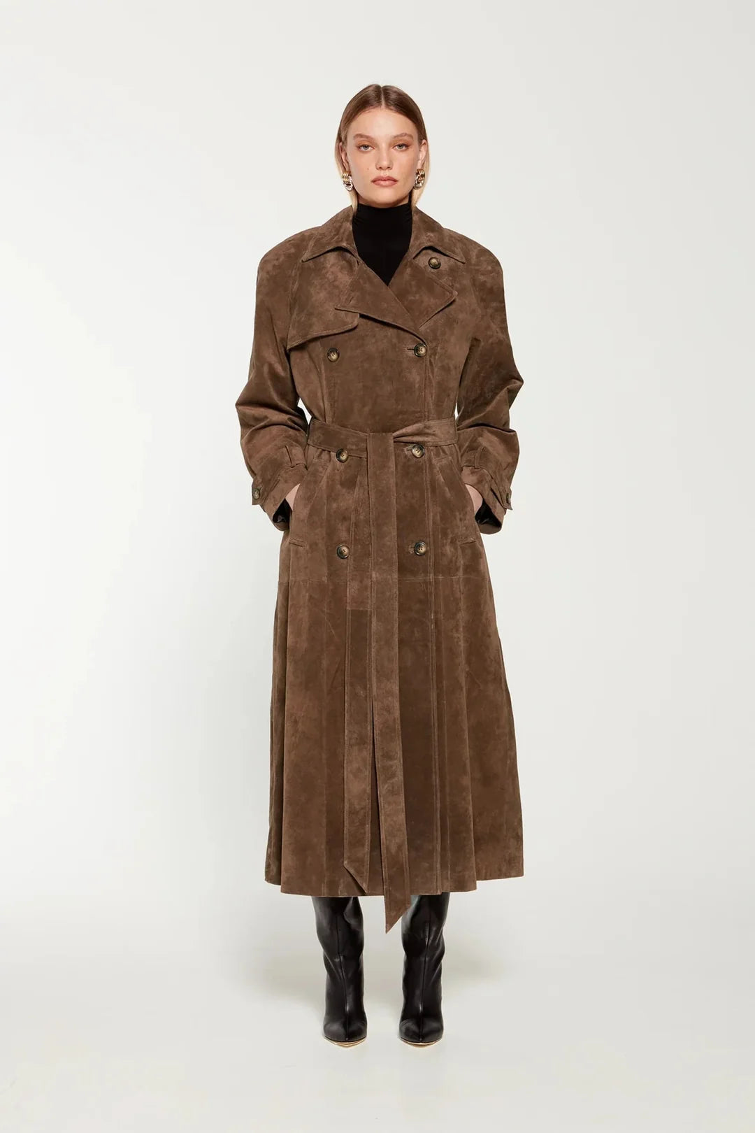Cappotto lungo in camoscio