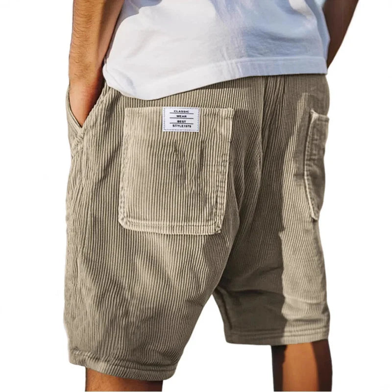 Spence - Pantaloncini di velluto a coste da uomo con elastico in vita e tasche casual