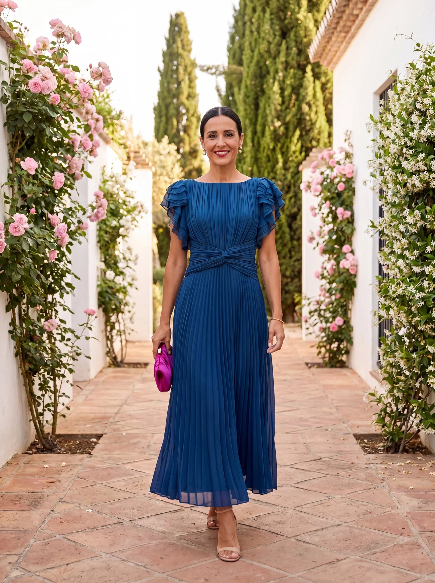 Sheila - Vestito lungo plissettato classico