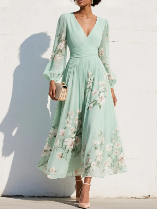 Rosaleen - Abito lungo in chiffon plissettato