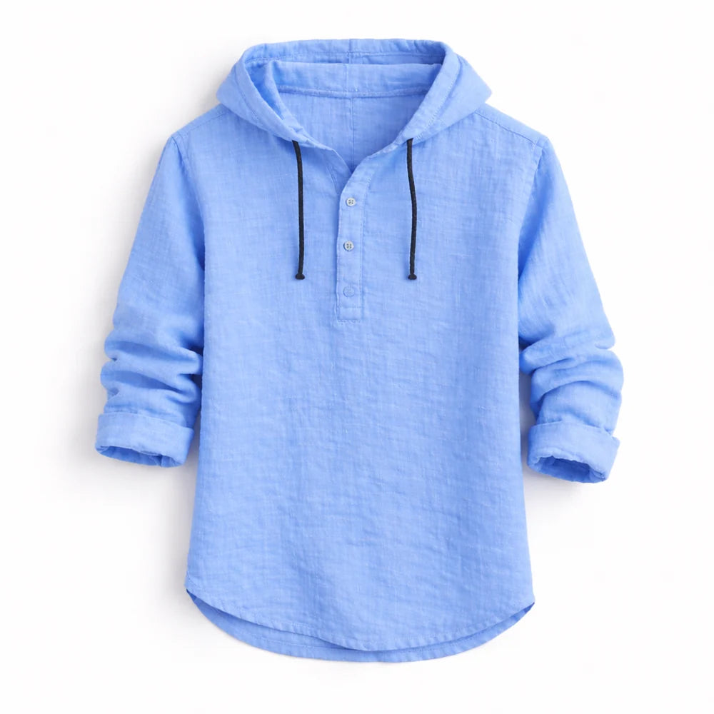Charles – Camicia da uomo con cappuccio in lino – Casual e traspirante
