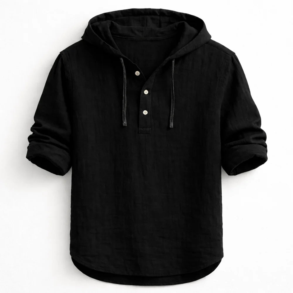 Charles – Camicia da uomo con cappuccio in lino – Casual e traspirante