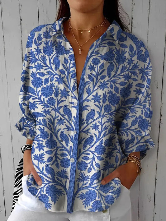 Frederikke – Blusa Blue Garden