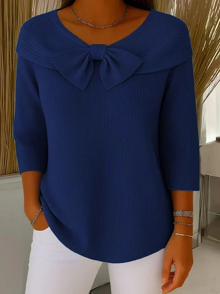TIVELLA- MAGLIA CON FIOCCO E SCOLLO TONDO