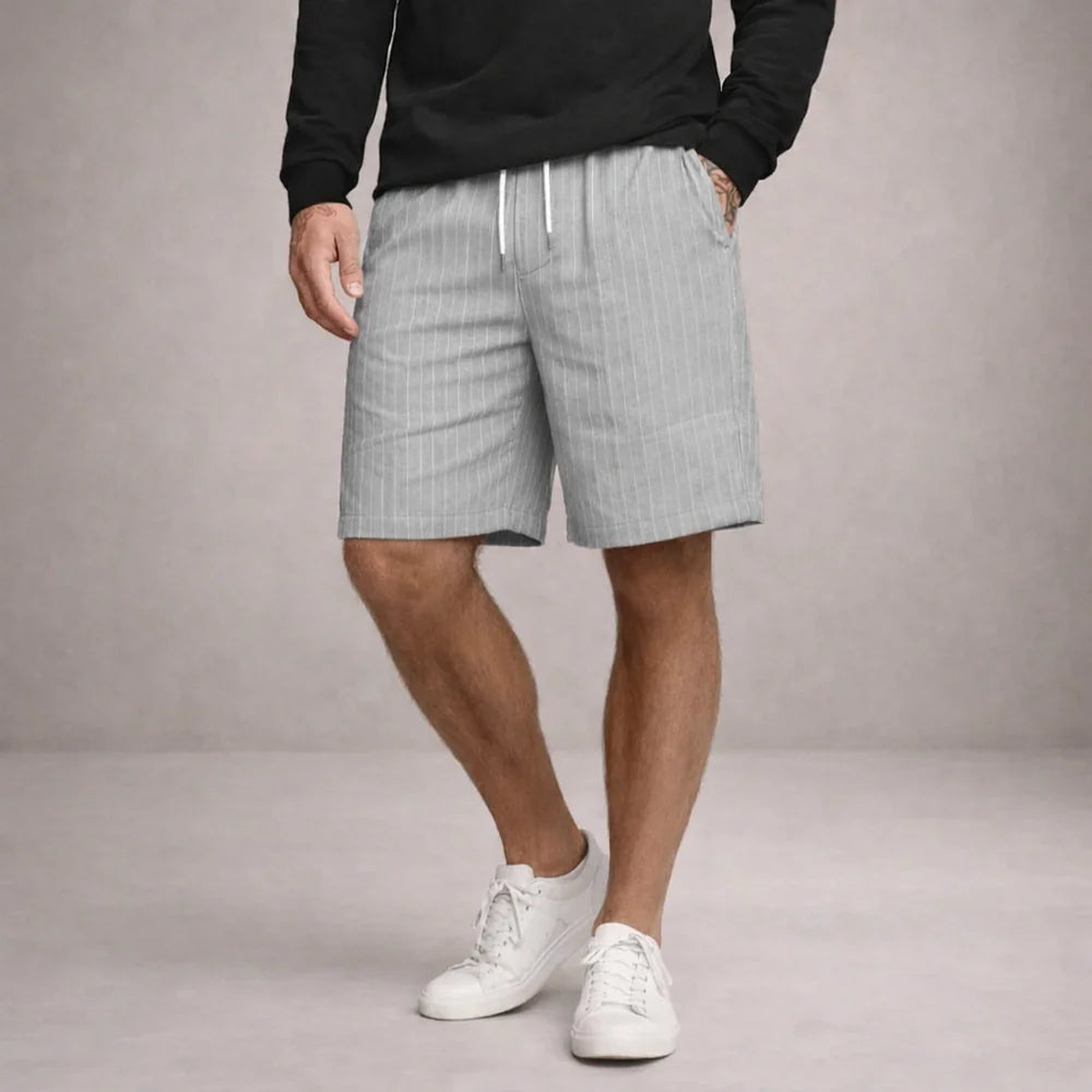 Willock - Pantaloncini estivi casual da uomo in lino-poliestere con coulisse