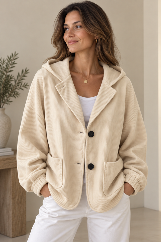 Giacca oversize in velluto a coste con cappuccio