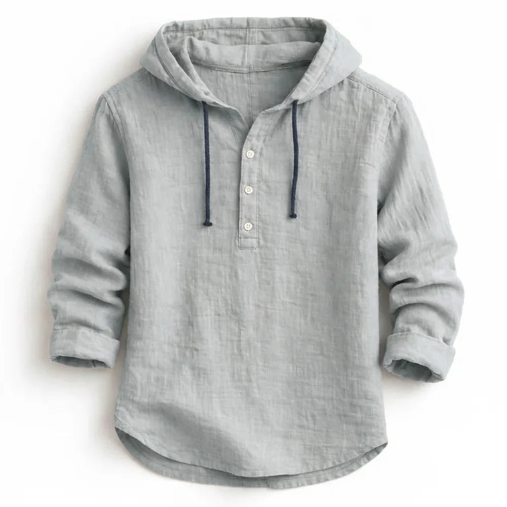 Charles – Camicia da uomo con cappuccio in lino – Casual e traspirante