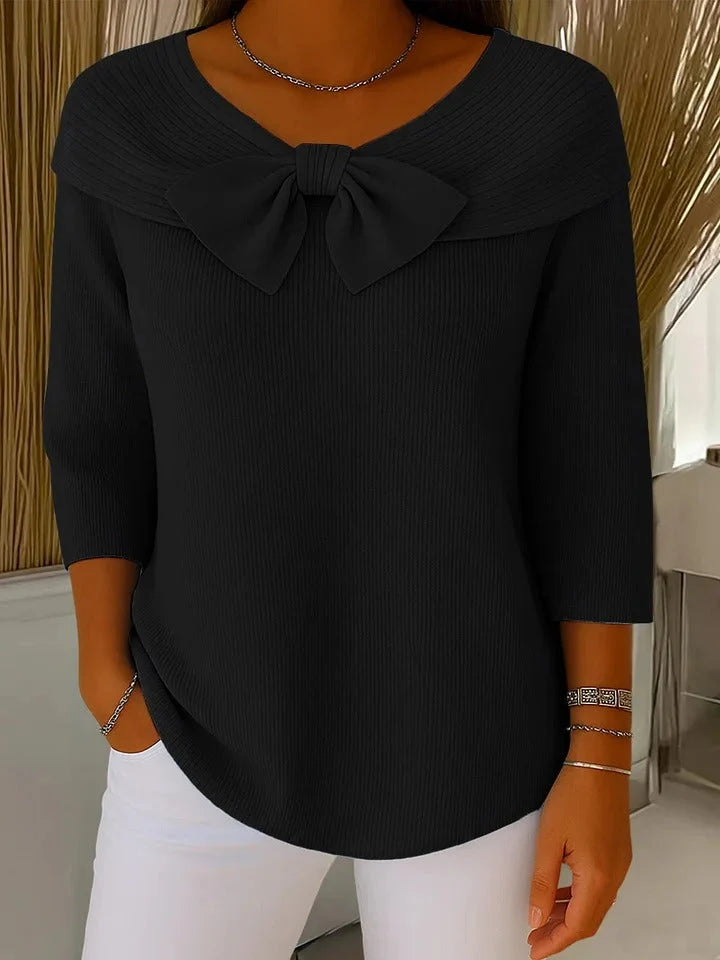 TIVELLA- MAGLIA CON FIOCCO E SCOLLO TONDO
