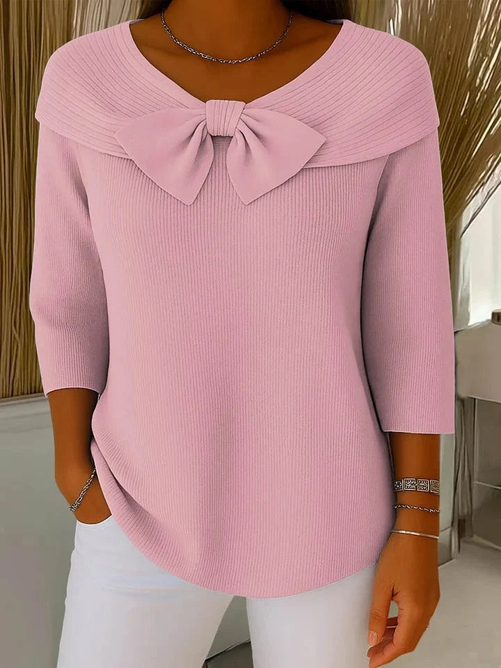 TIVELLA- MAGLIA CON FIOCCO E SCOLLO TONDO