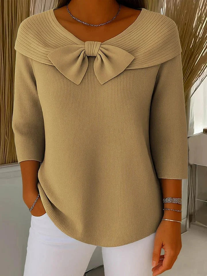 TIVELLA- MAGLIA CON FIOCCO E SCOLLO TONDO