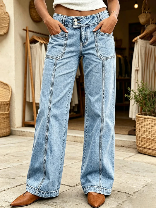 Evie - Pantaloni ampi in denim elasticizzato casual