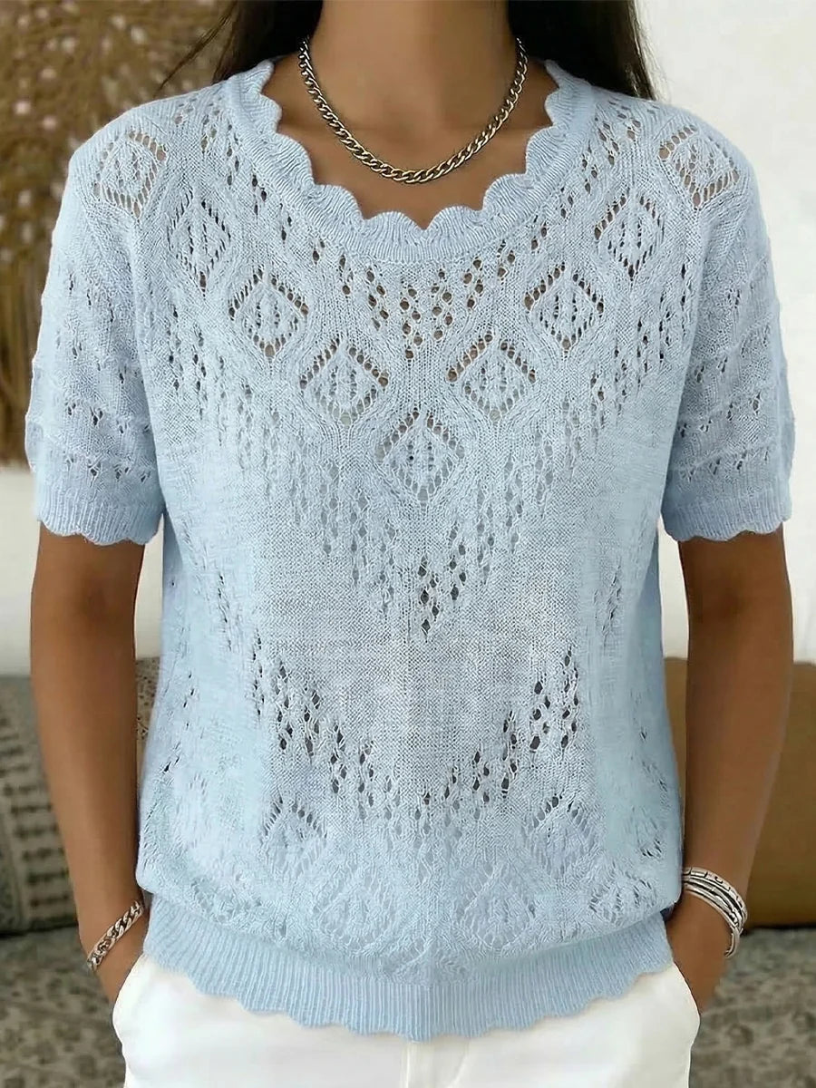Ava - Top a maglia a maniche corte all'uncinetto Prezzo normale