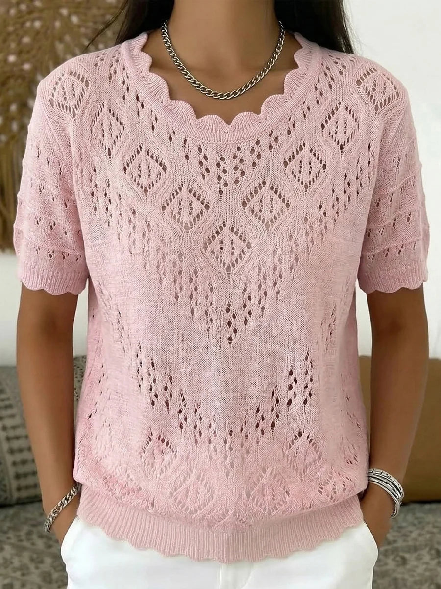 Ava - Top a maglia a maniche corte all'uncinetto Prezzo normale