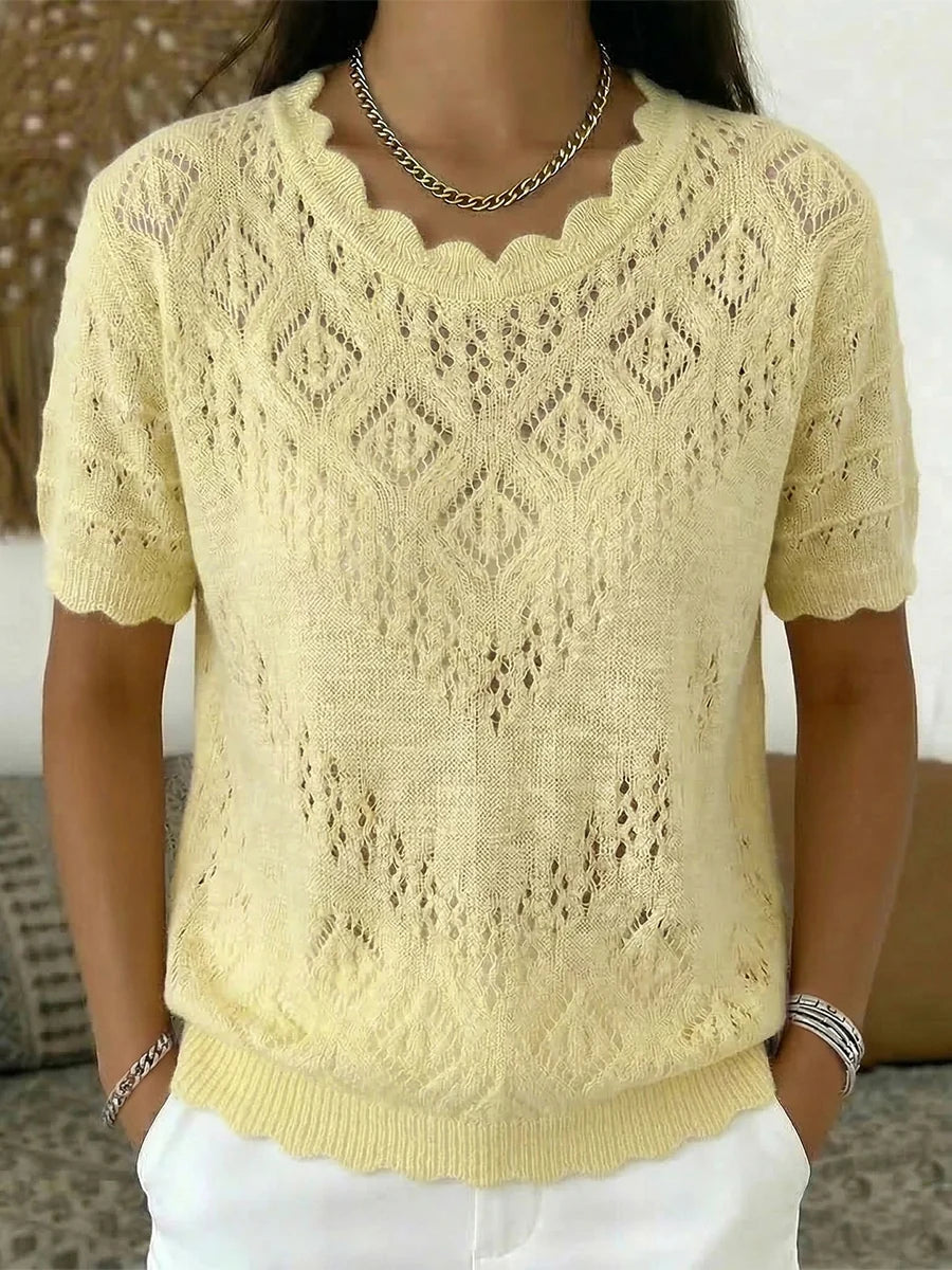 Ava - Top a maglia a maniche corte all'uncinetto Prezzo normale