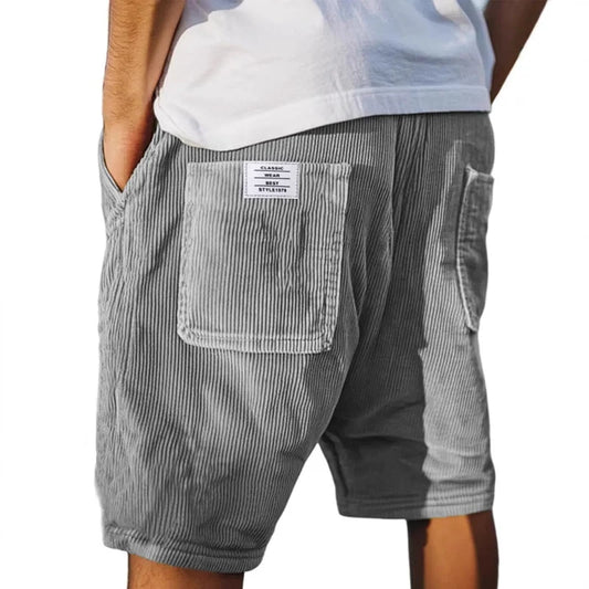 Spence - Pantaloncini di velluto a coste da uomo con elastico in vita e tasche casual